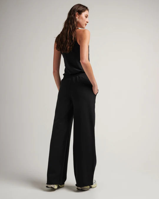 Recycled Fleece Wide Leg Pant | Black