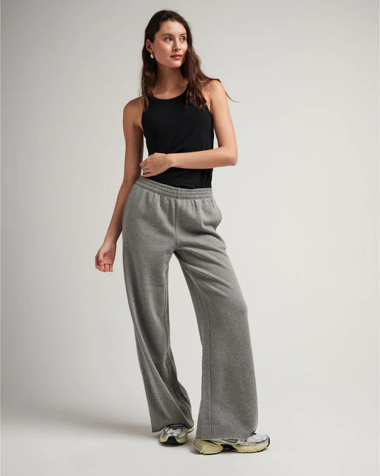 Recycled Fleece Wide Leg Pant | Heather Grey