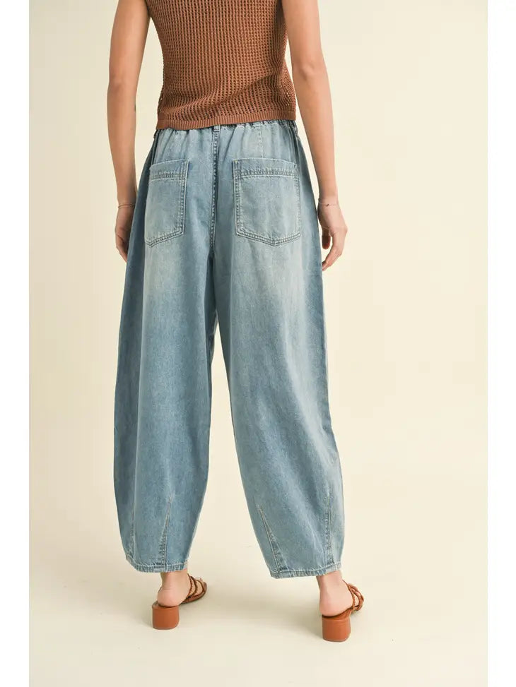 Loose Fit Denim with Pleat Detail
