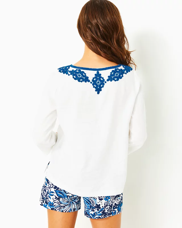 Elyn Beaded Linen Top
