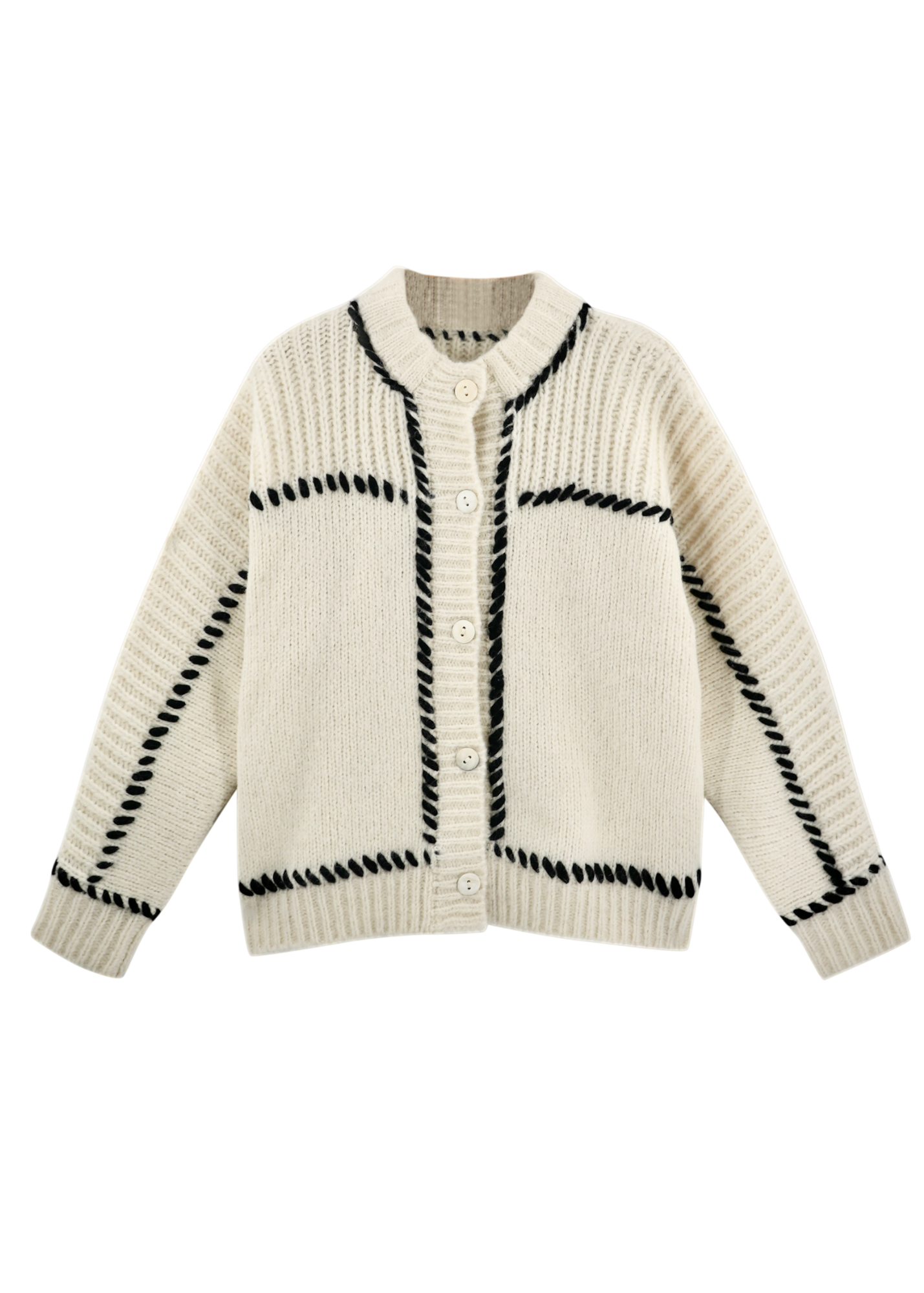 Andermatt Cardigan in Ivory/Black