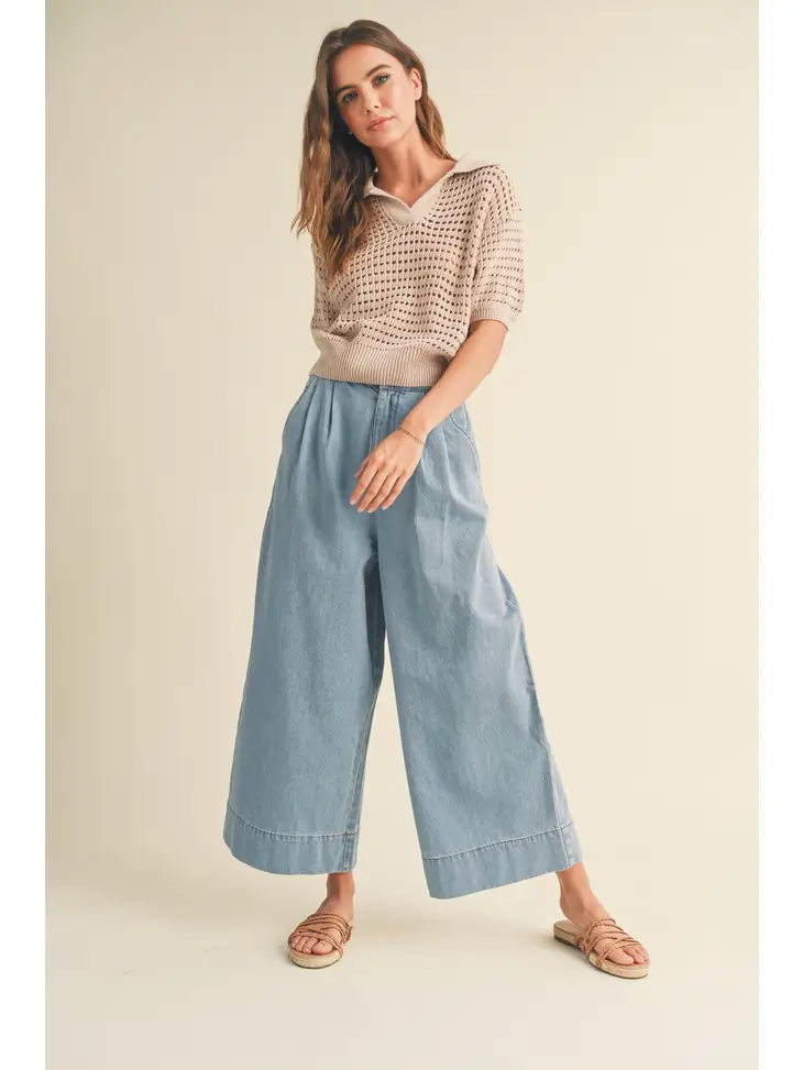 Wide Leg Washed Crop Denim