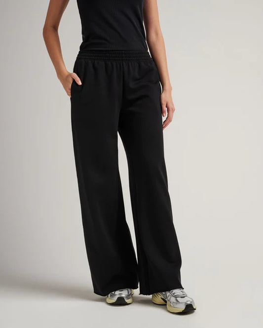 Recycled Fleece Wide Leg Pant | Black