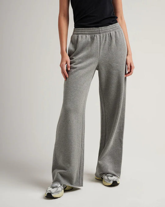 Recycled Fleece Wide Leg Pant | Heather Grey