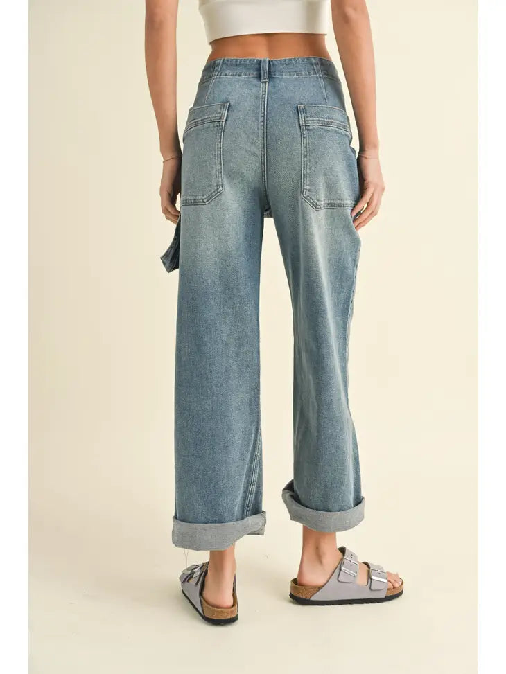 Stretch Denim Cuffed Boyfriend Denim