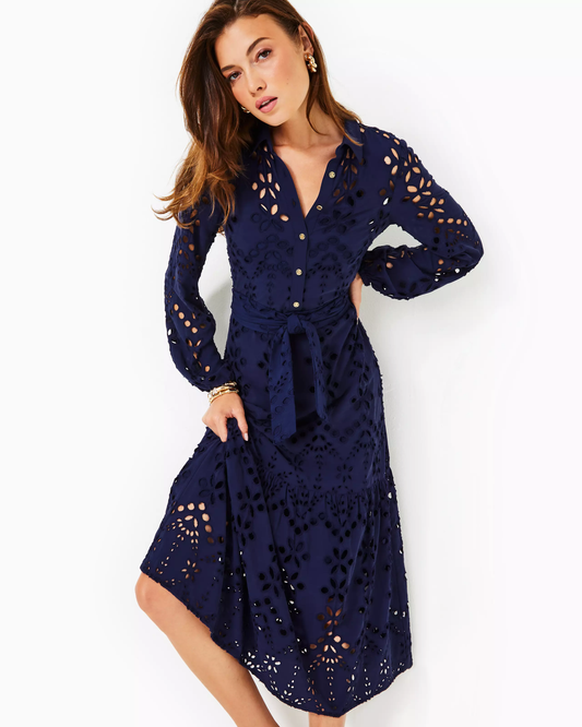 Zia Eyelet Midi Shirtdress