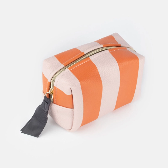 Orange / Pink Stripe Mini Cube Cosmetics Bags