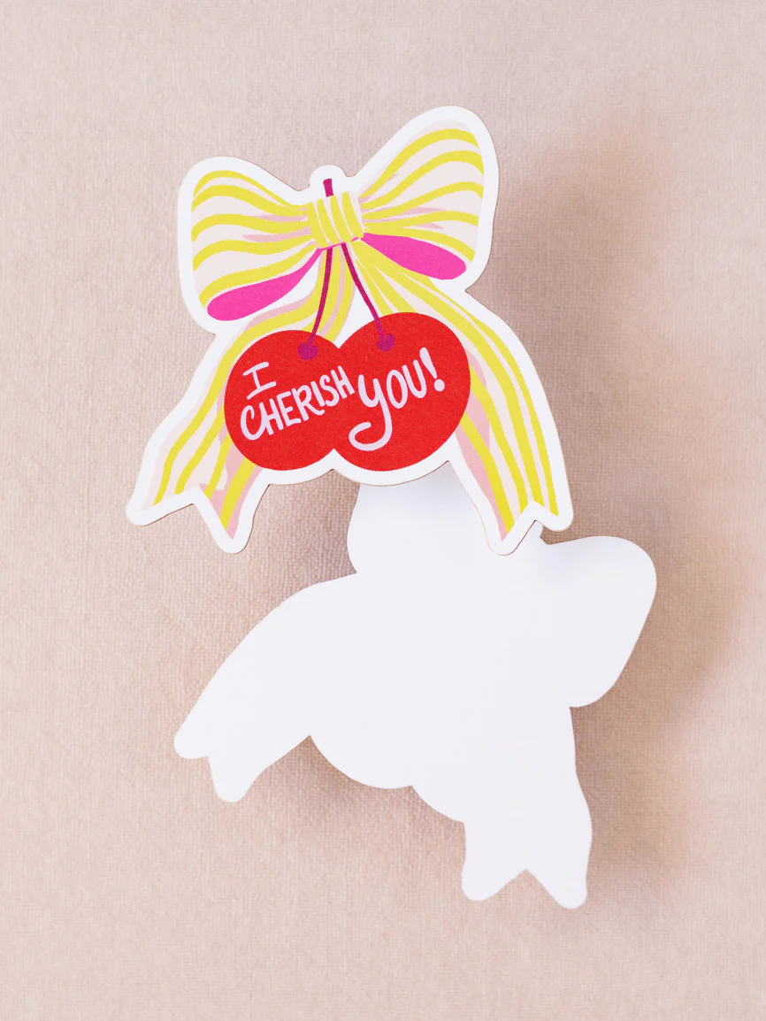 Cherish You Bow Cherry - Greeting Card