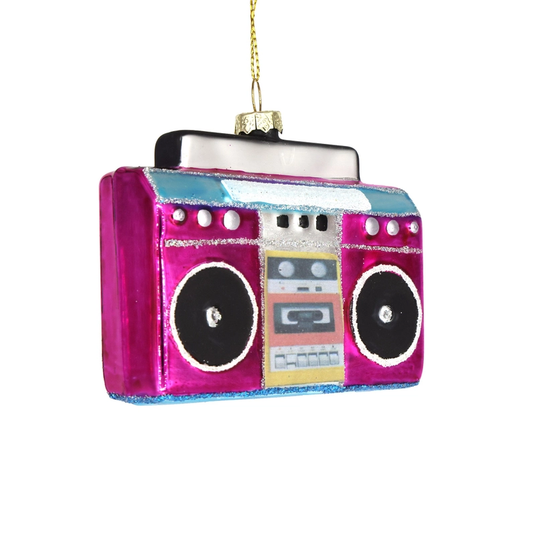 Pink Boombox Christmas Ornament