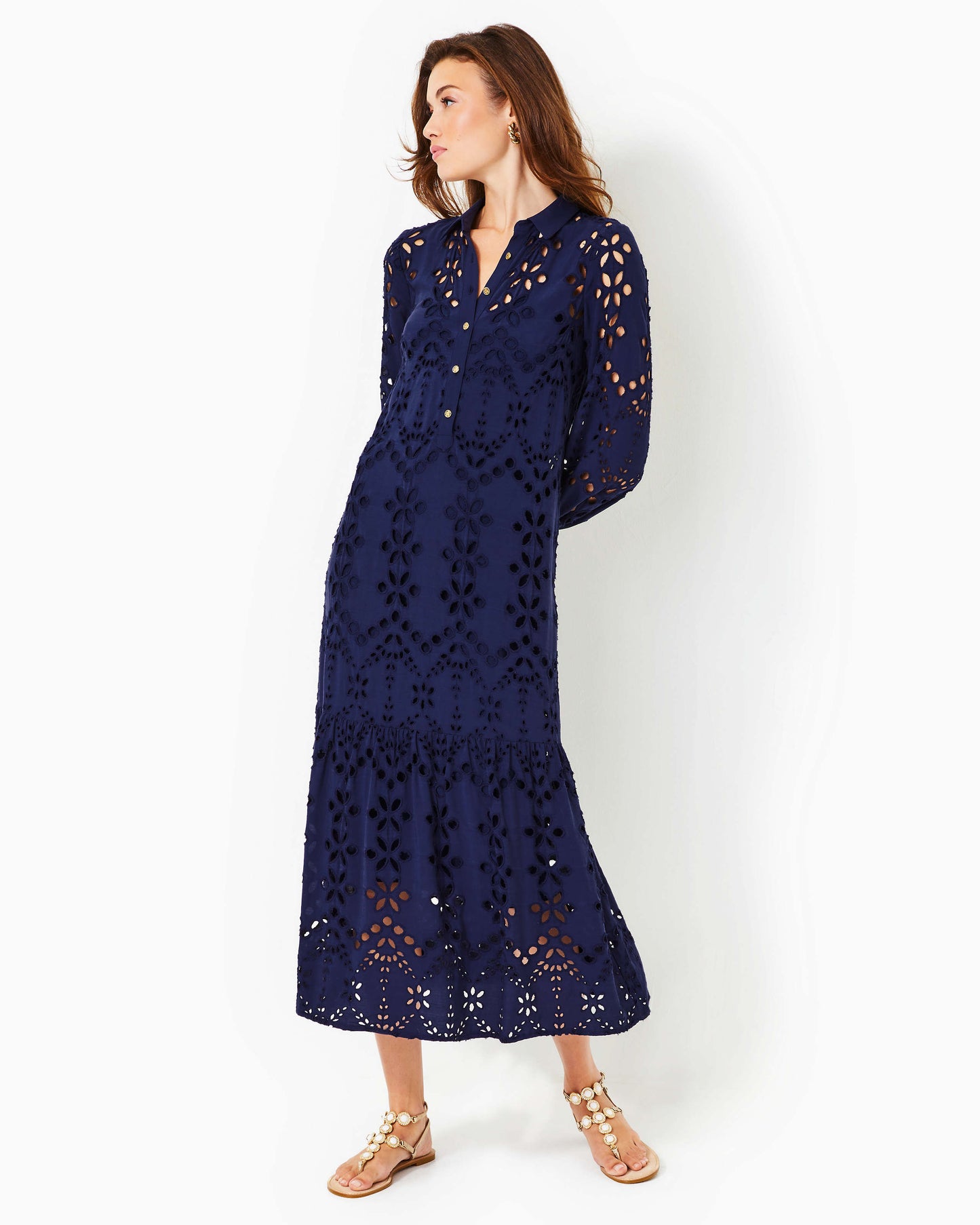 Zia Eyelet Midi Shirtdress